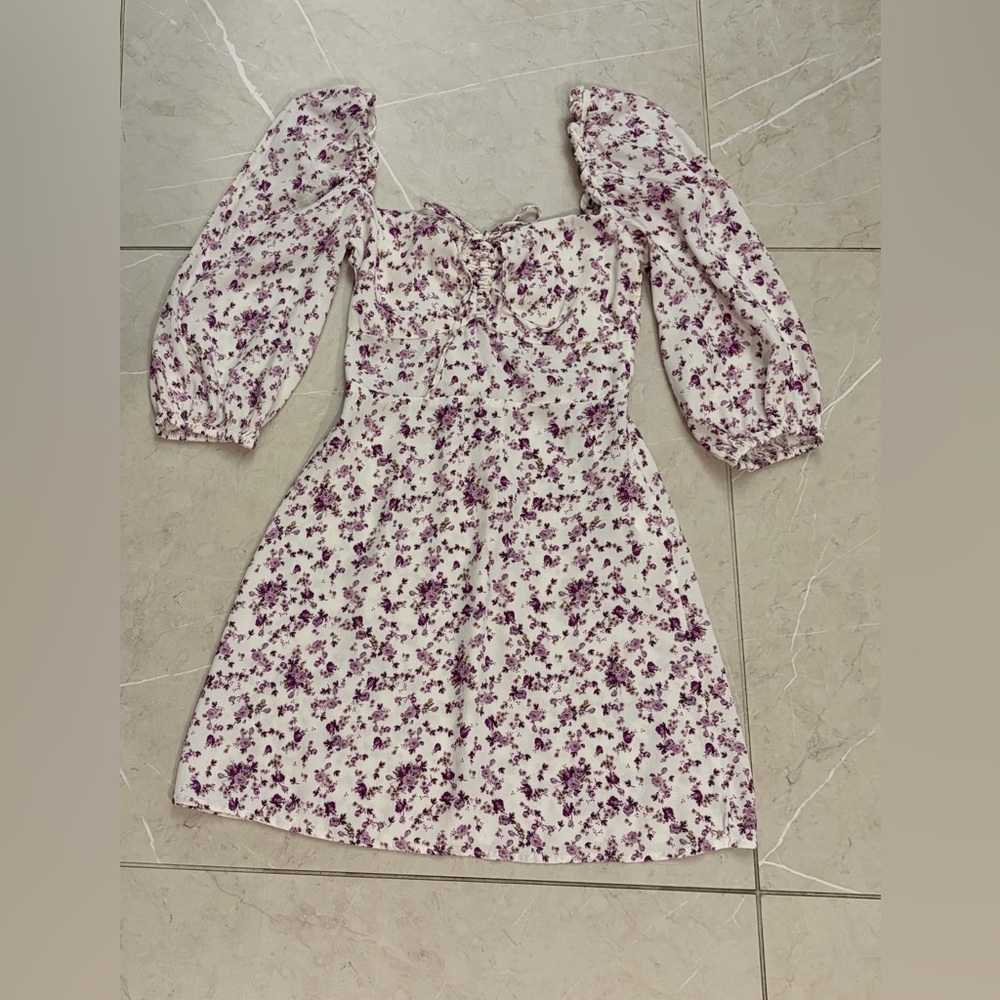 Stradivarius Floral Puff Sleeve Dress